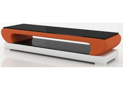 Orange Fernsehtisch Kunstleder Holz Designmöbel Wohnzimmer Exklusiv
