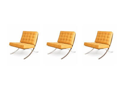 Drei Sessel Kunstleder Gelb Polstersessel Wohnzimmer Modern Elegant