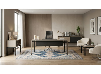 Robustes Büro Set Stilvoller Chefschreibtisch Kommode Sideboard