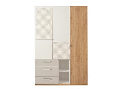 Grau-brauner 3-türiger Kleiderschrank Jugendschrank Schlafzimmer moderner