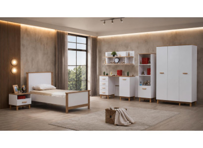 Weißes Jugendzimmer Bett Kleiderschrank Kommode Nachttische Schreibtisch