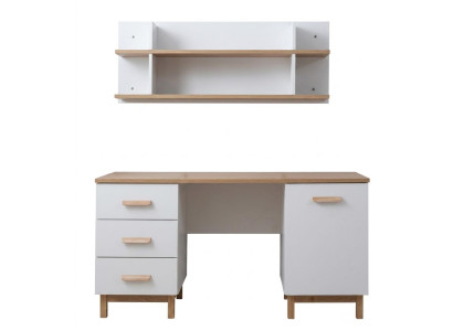 Weißer Schreibtisch Computertisch Holztisch Regale Jugendzimmer modern