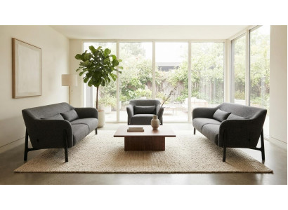 Graue 2x Dreisitzer Sofas Exklusiver Polstersessel Wohnzimmer Set