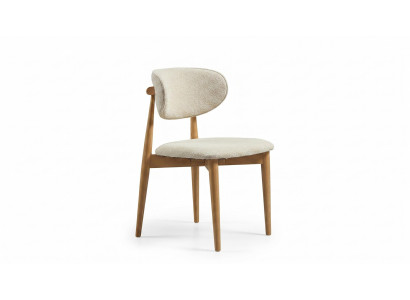 Stuhl Beige Textil Holz Modern Esszimmerstuhl Komfortables Design