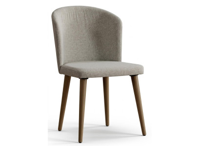 Moderner Beige Stuhl Esszimmer Textil Holz Polsterstuhl Sitzmöbel