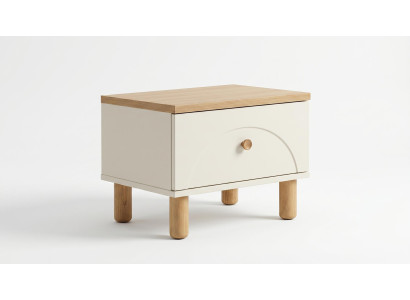 Beige Nachtkommode Designer Schlafzimmer Holz Luxus Nachttisch