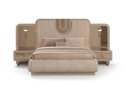 Modernes Doppelbett Polsterbett 2 Nachttisch Set Schlafzimmer Design