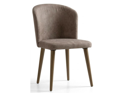 Moderner Brauner Stuhl Esszimmer Textil Holz Polsterstuhl Sitzmöbel