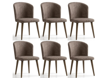 6x Moderne Braune Stühle Esszimmer Textil Holz Polsterstuhl Sitzmöbel