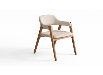 Stuhl Beige Textil Holz Modern Einfarbig Esszimmerstuhl Zeitgemäß