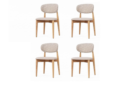 Exklusive 4x Esszimmerstühle Stoffstühle Holzgestell Luxus Möbel