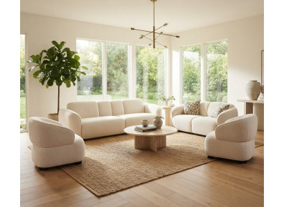 Stilvoll Wohnzimmer-Set 3-Sitzer Sofa 2-Sitzer Sofa 2x Sessel Weißem