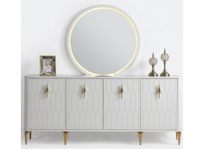 Sideboard Spiegel Kommode Weiss Gold Modern Eleganter Luxus