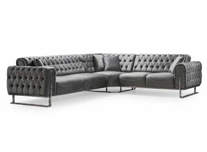Ecksofa Tiefer Kissenverkleidung Samtigem Stoffbezug Metallgestell