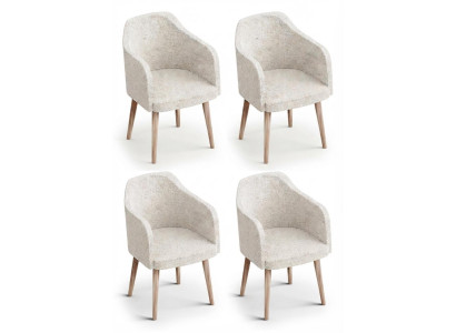 Moderner Weißer 4x Esszimmerstühle Textil Holz Elegant Stilvoll Design