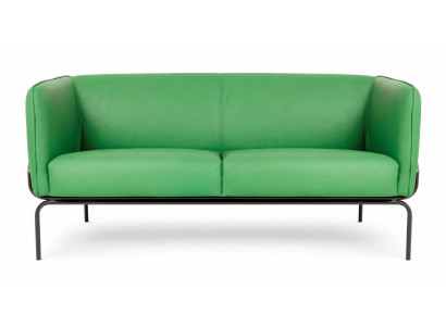 Dreisitzer Sofa Kunstleder Grün Metallgestell Modern Elegant Stilvoll