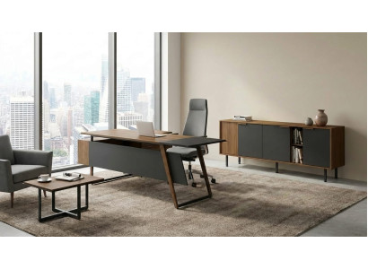 Brauner Büroset Schreibtisch Sideboard Couchtisch Modern Elegant