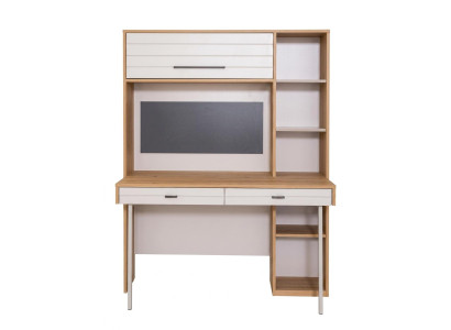 Weiß-brauner Schreibtisch Jugendzimmer-Tisch Regale bequem modern