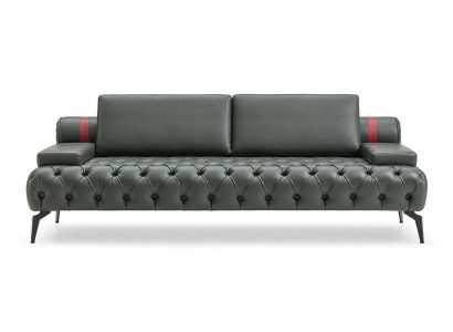 Dreisitzer Sofa Schwarz Kunstleder Chesterfield Polstersofa Modern