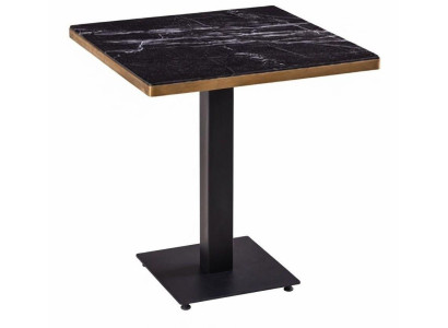 Bistrotisch Marmor Schwarz Metall Messingoptik Quadratisch Gold