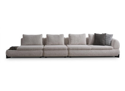 Design XXL Big Sofa Weiß Modern 4er Couch Polstersofa Ablage Holz
