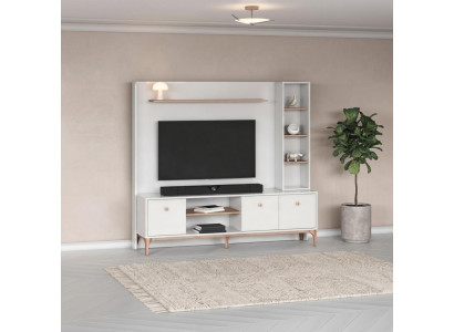 Weiße Wohnwand Wohnzimmer Holz Modern Elegant Stilvoll Design Möbel