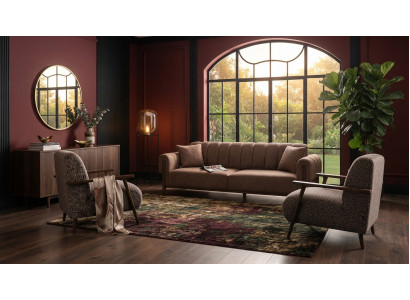 Modernes Sofa Set Polstermöbel 3-Sitzer 2x Sessel Wohnzimmer Design