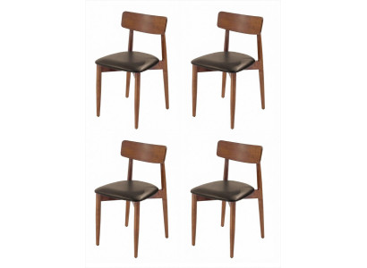 4 Esszimmerstühle Holz Braun Zeitlos Gepolstert Modern Retro Design