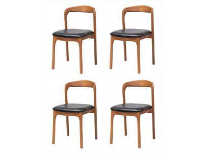 4 Esszimmerstühle Holz Braun Schwarz Polstersitz Retro Modern Design