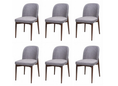 6 Esszimmerstühle Grau Blau Stoff Holzgestell Polsterstuhl Modern
