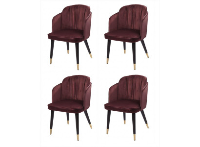4 Esszimmerstühle Bordeaux Samt Armlehnen Gold Modern Luxury Metall