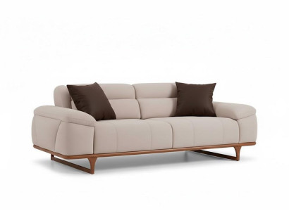 Moderner Beiger Stoff 3 Sitzer Sofa Polstercouch Wohnzimmer Design