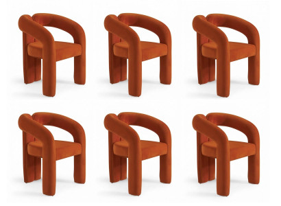 6x Esszimmerstuhl Orange Polsterstuhl Armlehnen Modern Luxury Stuhl