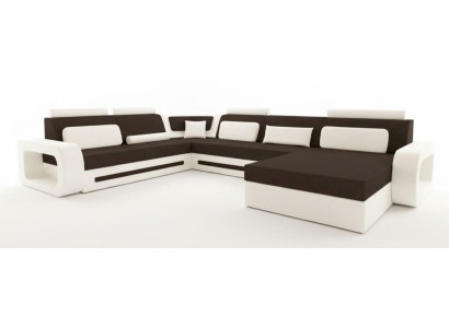 Braun-weißes U-förmiges Ecksofa Couch Ecksofa Wohnlandschaft Schlafsofa