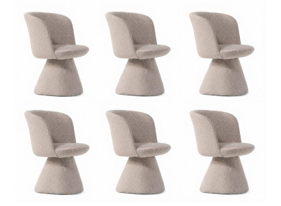 6x Esszimmerstuhl Beige Polsterstuhl Armlehnen Modern Luxury Design