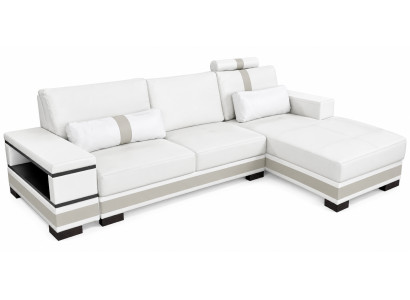 Modern Wohnzimmersofa Weiß Textil Ecksofa Lounge Komfort Möbel