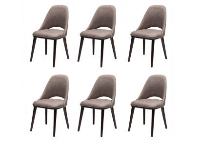 6 Esszimmerstühle Braun Gepolstert Stoff Dunkle Beine Modernes Design