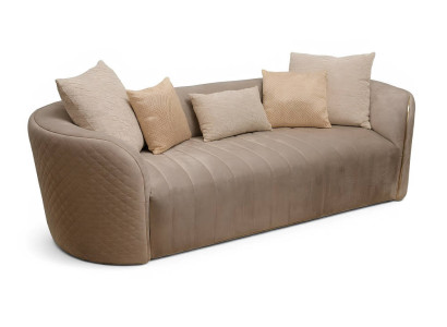 Modernes Beige 3-Sitzer Sofa Stoffsofa Wohnzimmer Couch Komfort Design