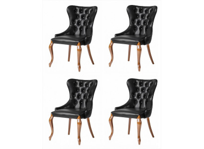4 Esszimmerstühle Schwarz Chesterfield Polsterstühle Holz Klassisch
