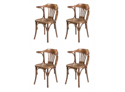 4 Esszimmerstühle Braun Holz Armlehnen Klassisch Vintage Retro Bistro