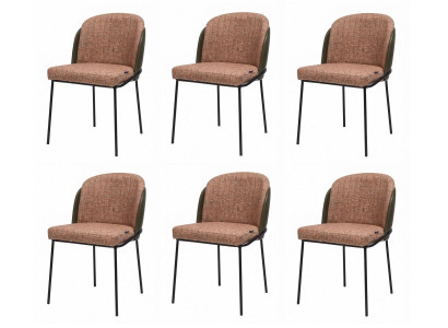 6 Esszimmerstühle Dunkelbraun Gepolstert Metallgestell Modern Retro
