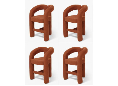 4er-Set Barhocker Terrakotta Bouclé Gepolstert Modern Designer Stil