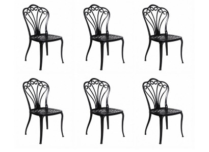 6x Moderne Metallstühle Schwarz Garten Esszimmerstuhl Ornamente Set