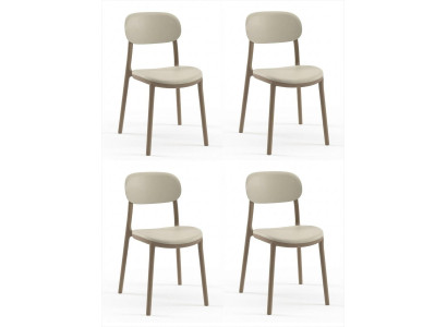 4x Stühle Beige Polypropylen Textil Esszimmerstuhl Küchenstuhl Modern