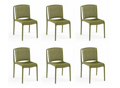6x Stühle Grün Polypropylen Esszimmerstuhl Küchenstuhl Modern Design