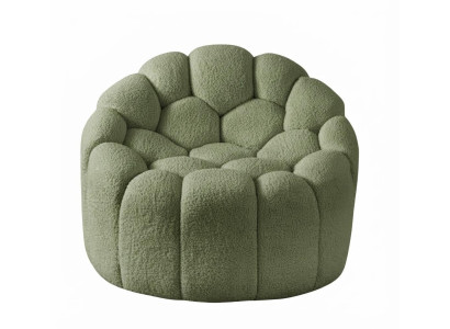 Loungesessel Grün Modern Rund Polster Holzgestell Designer Komfortabel