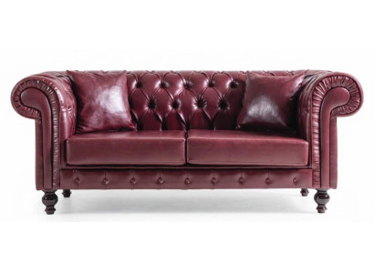 Bordeaux Chesterfield 3-Sitzer Sofa Klassisches Design Knopfheftung