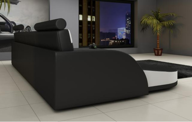 WOHNLANDSCHAFT COUCH GARNITUR DESIGN ECKCOUCH Braun-Beige LEDERSOFA XXL ECKSOFA