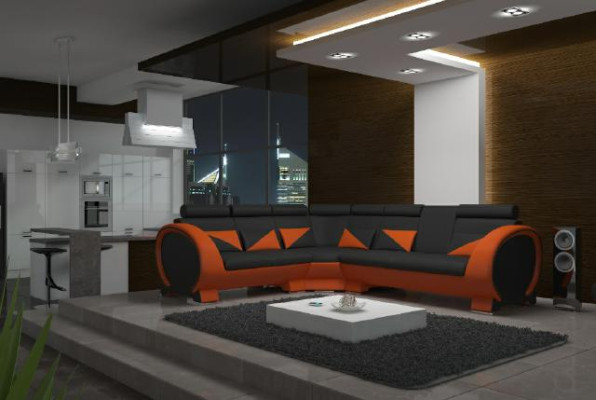 ECKSOFA ECKCOUCH DESIGN *FARBWAHL* SOFA LEDER COUCH LEDERSOFA LEDERGARNITUR