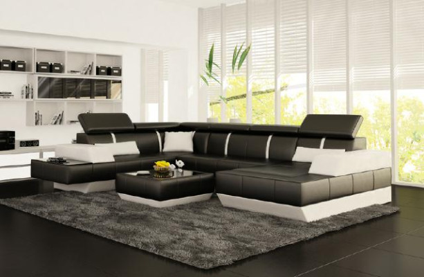 Ledersofa Wohnlandschaft Couch Sofa Ecksofa Eckcouch Ledercouch Poster Ecke-Sofa